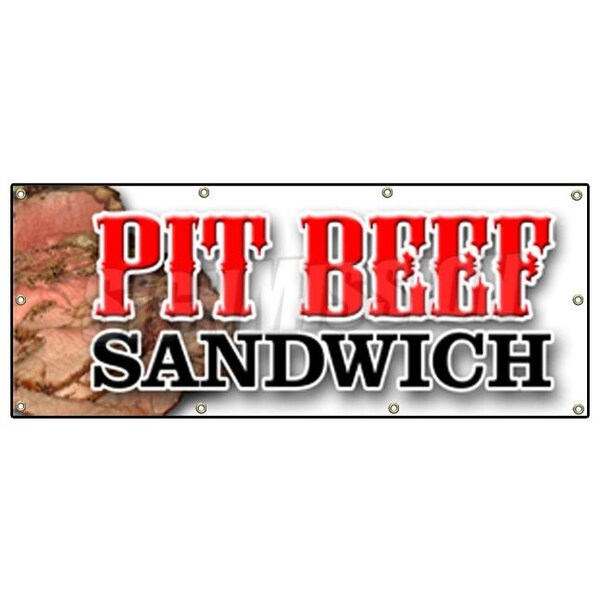 PIT BEEF SANDWICH BANNER SIGN bbq smoked meat beef grilled restaurant